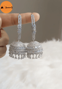 Big American Diamond Hoop Pinjada Jhumka/Earrings 