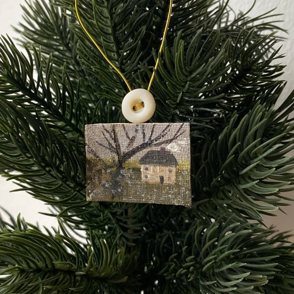 Image of House with smoking chimney - miniature painting 