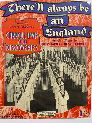 Image of There'll Always Be An England, framed 1939 vintage sheet music