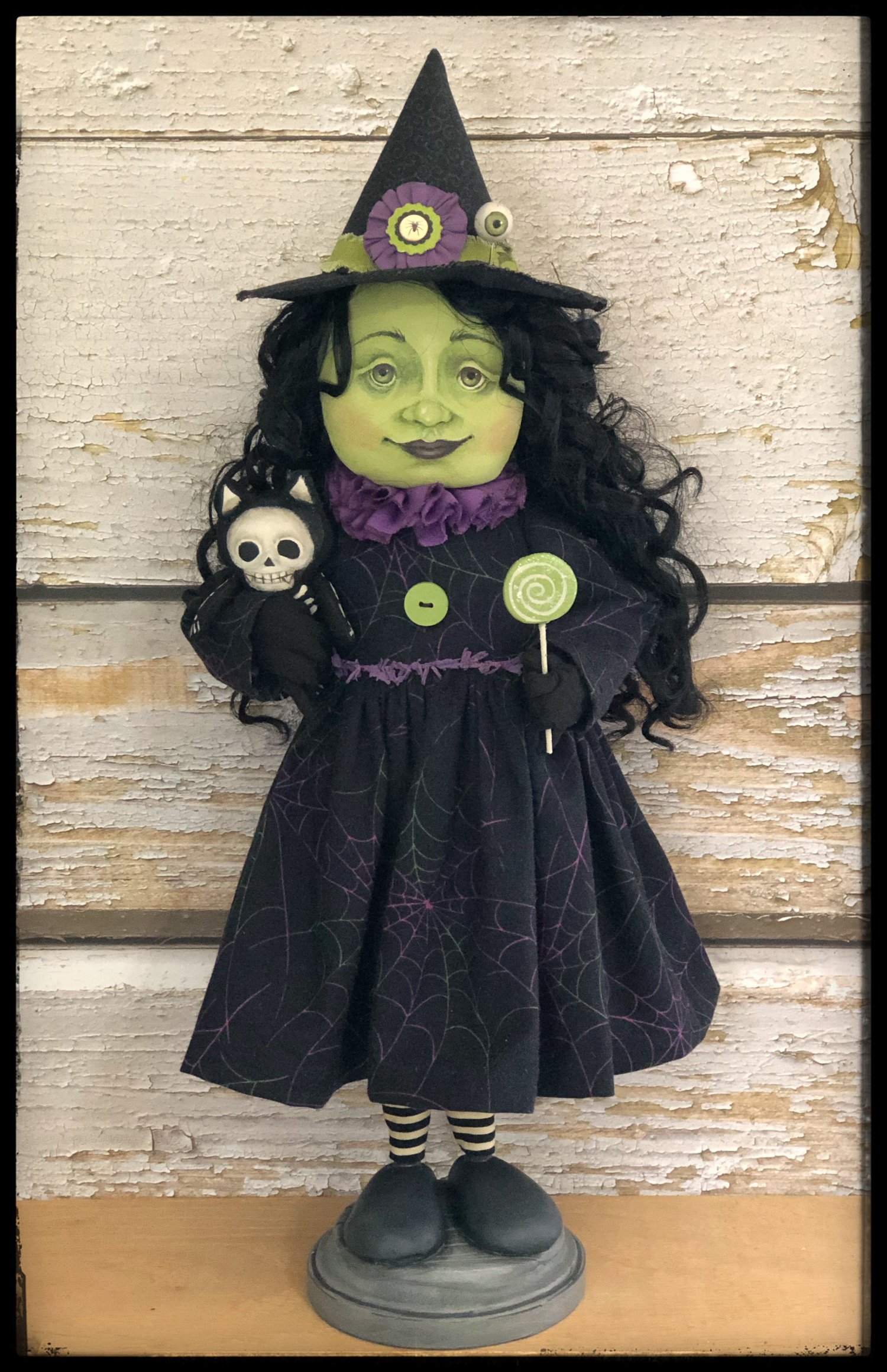 Wilma the Witch Halloween Folk art Original Doll | Folk Art By Penny