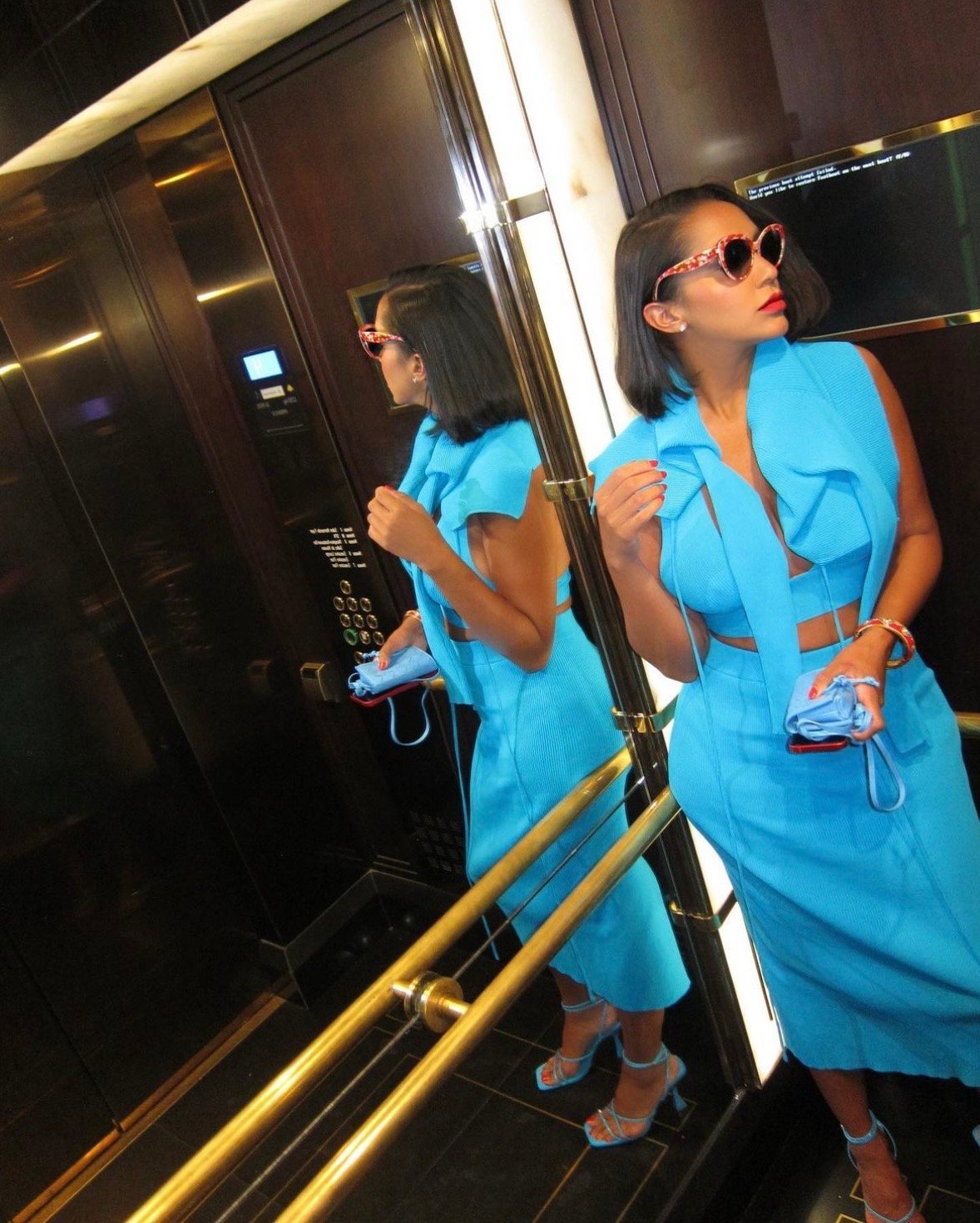 Image of ZARA TEAL RIBBED 3-PIECE SKIRT SET (M)