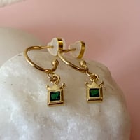 Image 5 of Mini Green Crown Half Hoops