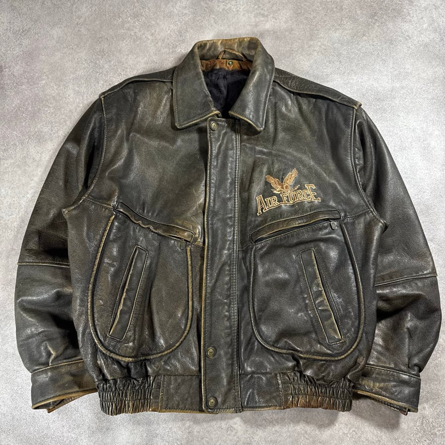 Image of 1990s Heavywieght Leather Air Force Jacket, Size Large