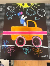 Mr. Bunny and Truck Remarqued Print copy