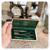 Image 1 of French Antique Necessaire Sewing Set, in a Box, 4 pieces beautiful details