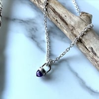 Image 3 of Handmade Sterling Silver Amethyst Bullet Point Pendant 925