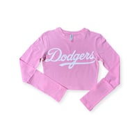 Image 2 of Dodgers Crop Baby Tee Long Sleeve
