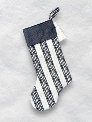 Image of CHRISTMAS STOCKING - CREAM/BLACK PATTERN