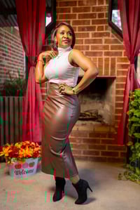 Image 2 of Faux Leather Skirt w/back split