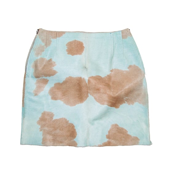 Image of Fendi 1999 Runway Cow Print Pony Hair Mini Skirt