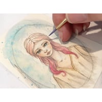 Image 3 of Original Art: Pensive in Pink mini