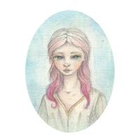 Image 1 of Original Art: Pensive in Pink mini