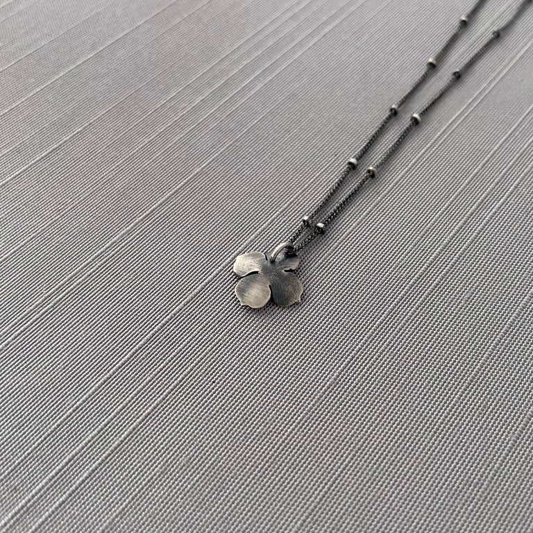 Tiny Sterling Silver Dogwood Blossom Necklace Image 5