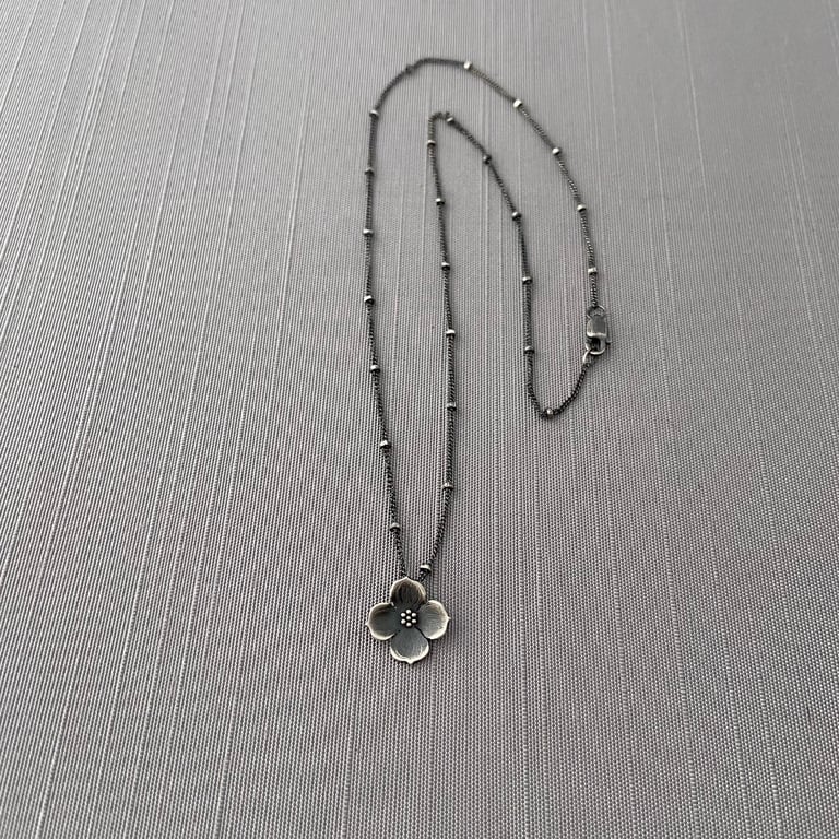 Tiny Sterling Silver Dogwood Blossom Necklace Image 4