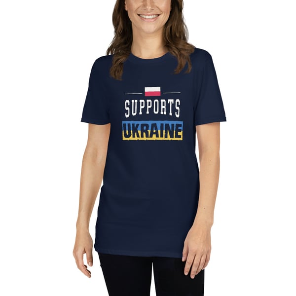 Image of Poland supports Ukraine Unisex T-Shirt