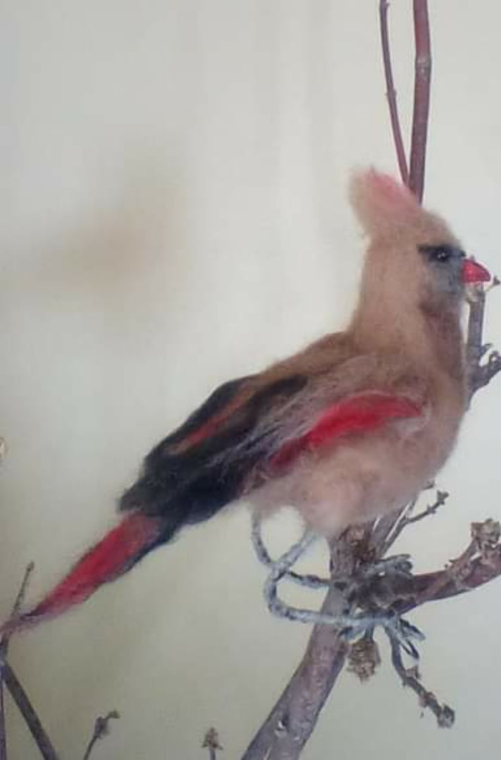 Image of Needle felted cardinal birds