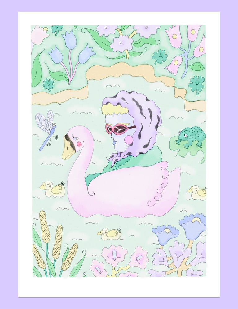 "Diva sur cygne" • Print riso A4