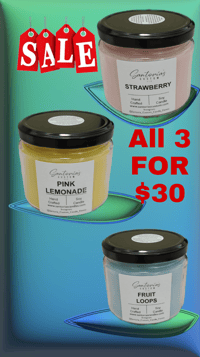 3 FOR $30! 12 oz. PINK LEMONADE, STRAWBERRY & FRUIT LOOPS PACKAGE!