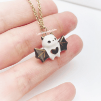 Image 4 of Cute black bat necklace