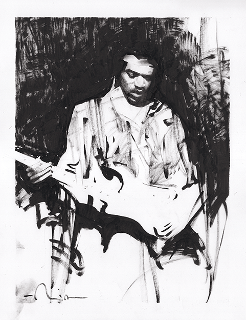 jimi hendrix black and white poster