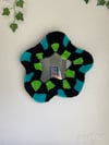 Fuzzy Wavy Checkered Mirror (Black/Green/Teal)