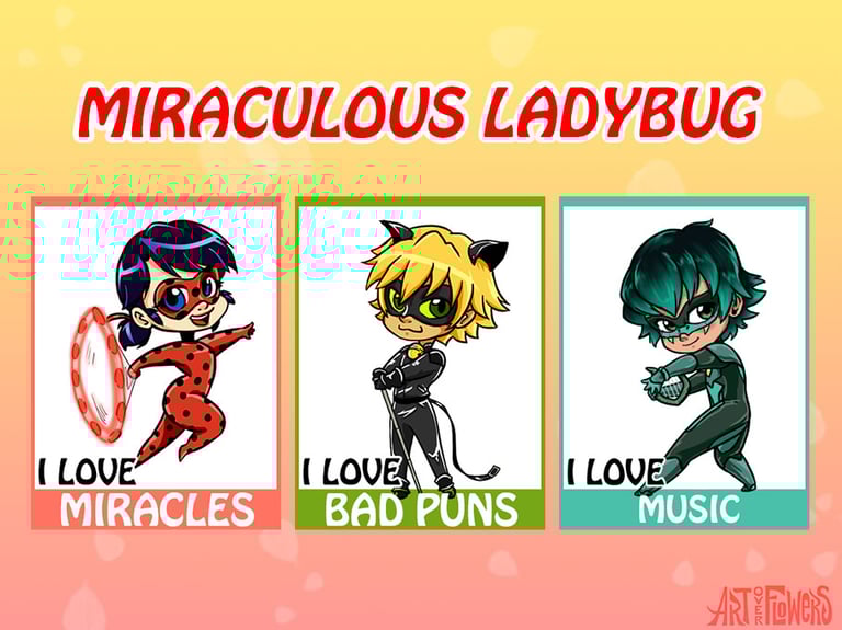 Miraculous Ladybug "I Love" Clip On Badges
