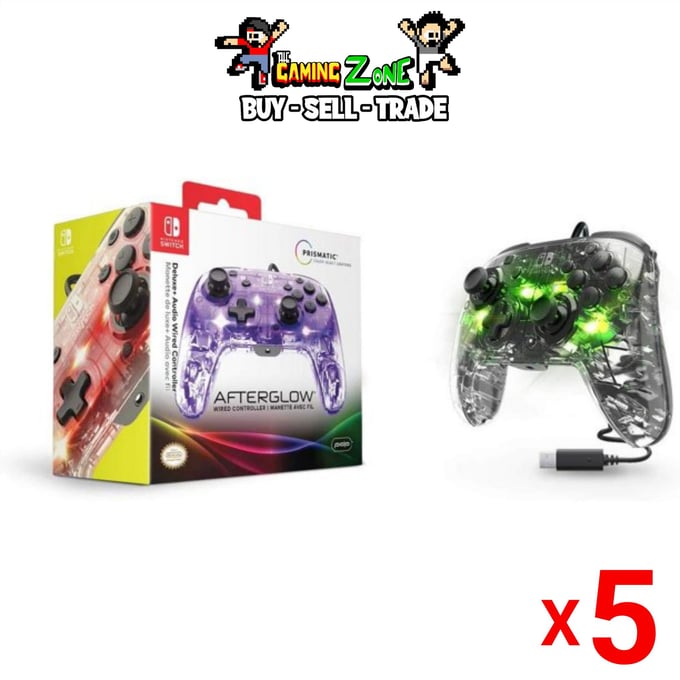 Image of (Bundle of 5) 'PDP' Afterglow Nintendo Switch Wired Controllers