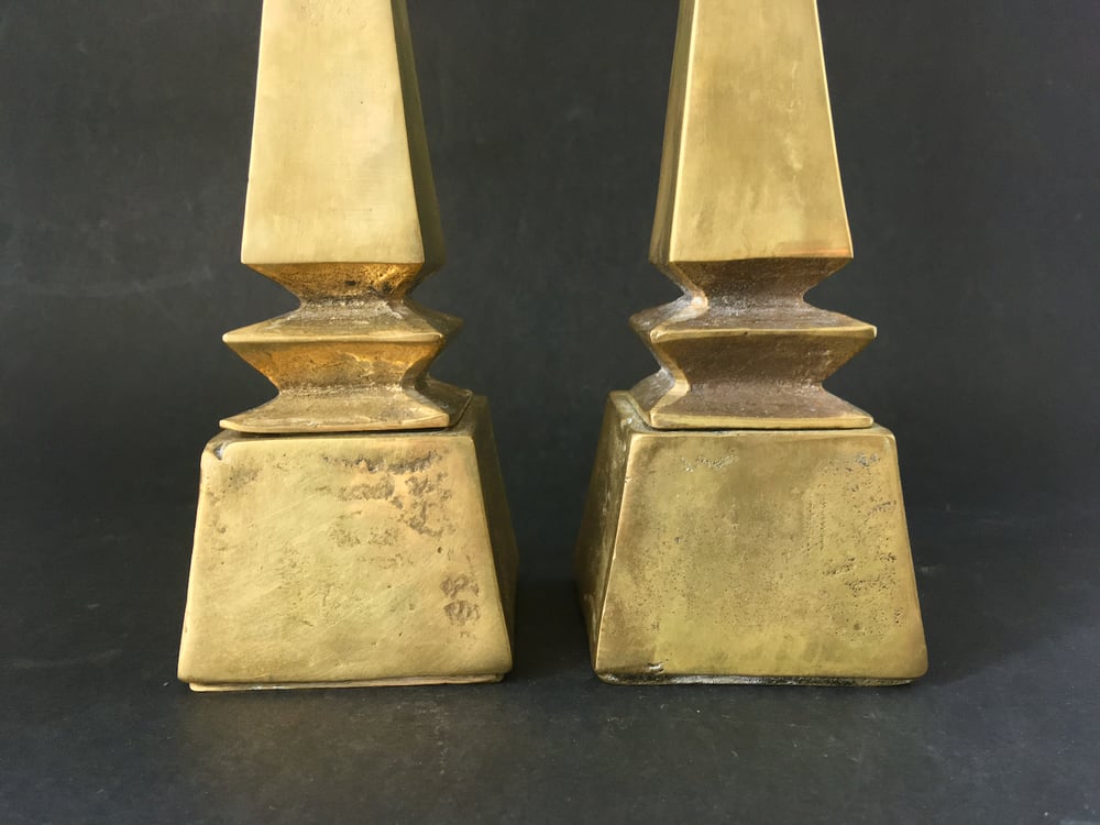 Image of Set of Two Brass Candleholders (Reserved)