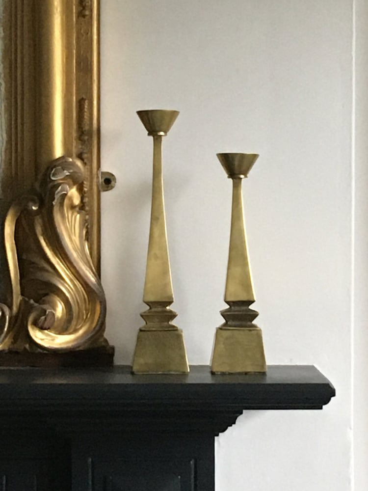Image of Set of Two Brass Candleholders (Reserved)