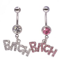 Image 1 of "Bitch" Rhinestone Belly Ring