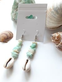 Image 2 of Amazonite cowrie earrings