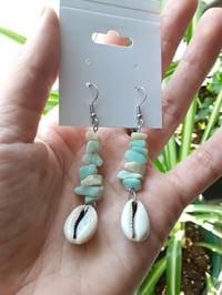 Image 3 of Amazonite cowrie earrings