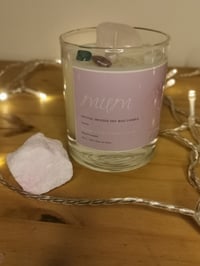 Personalised crystal-infused candle and crystal