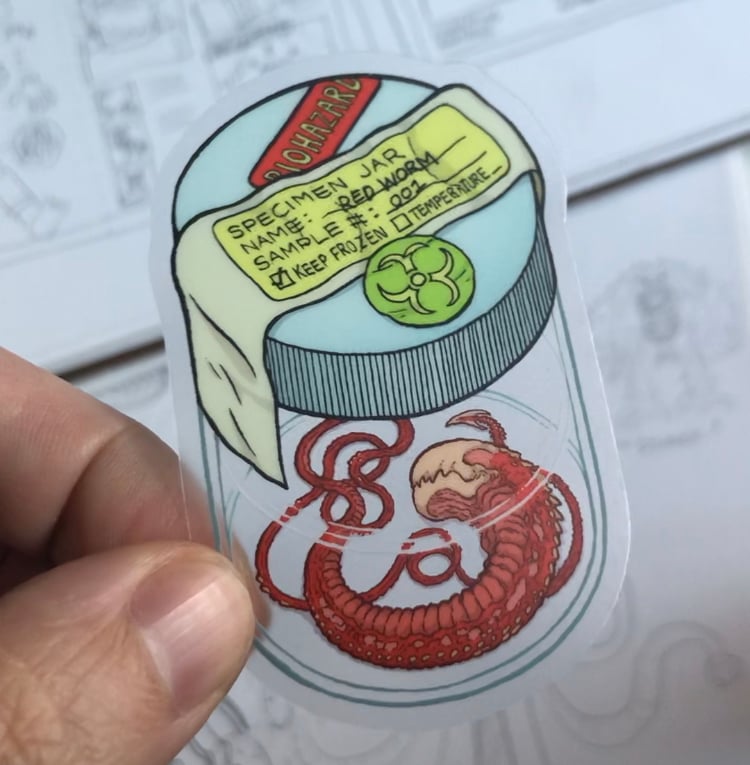 Image of The Red Worm, Clear Sticker, 2 inches
