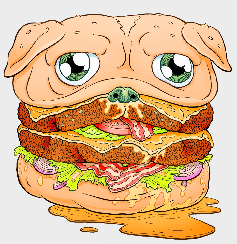 Image of Pug Burger Sticker