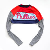 Image 3 of go team baseball courtneycourtney SIZE 14/16 patchwork baseball raglan sleeve top shrug