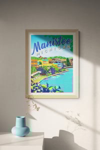 Image 2 of Manistee Michigan Vintage Style Travel Poster Art | Print No 105