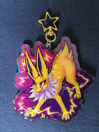 Image 1 of Large Holographic "Electric Spiky Fox" Acrylic Keychain