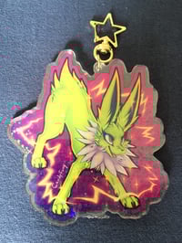 Image 4 of Large Holographic "Electric Spiky Fox" Acrylic Keychain