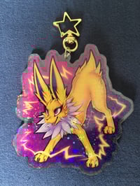 Image 2 of Large Holographic "Electric Spiky Fox" Acrylic Keychain
