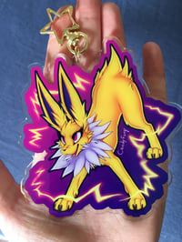 Image 2 of Large "Electric Spiky Fox" Acrylic Keychain
