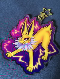 Image 1 of Large "Electric Spiky Fox" Acrylic Keychain