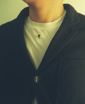 Image of Vietnam Dark Blue Sapphire bevel cut silver necklace