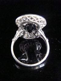 Image 4 of French Art Deco Platinum natural sapphire and old cut diamond pave set ring