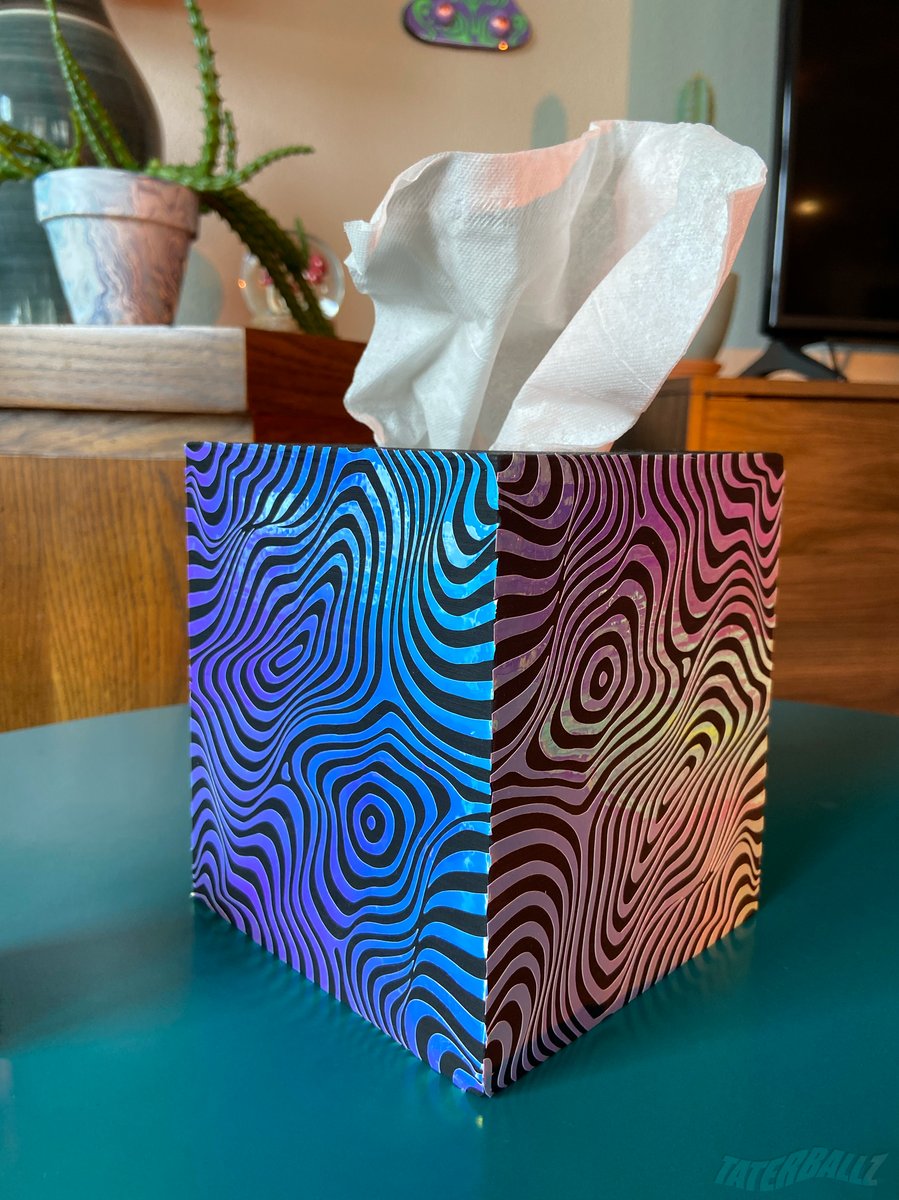 Holographic Tissue Box Cover Purple Blue Pink taterballz