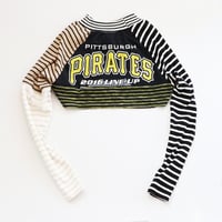 Image 2 of go team baseball courtneycourtney SIZE 14/16 patchwork baseball raglan sleeve top shrug