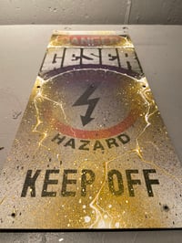 Image 2 of "GESER-Electrocution Hazard" Hand painted Metal Sign 
