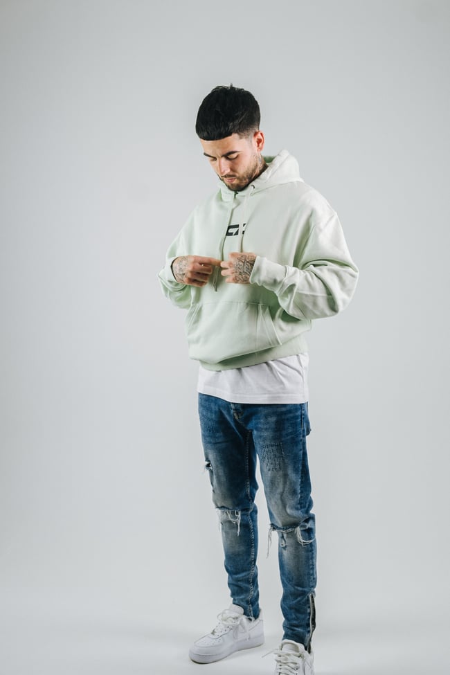 “CZ” PASTEL HOODIE GREEN/BLACK