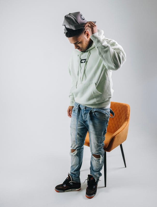 “CZ” PASTEL HOODIE GREEN/BLACK