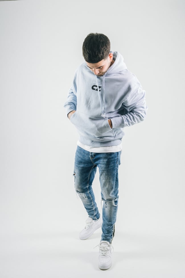 “CZ” PASTEL HOODIE BLUE/BLACK